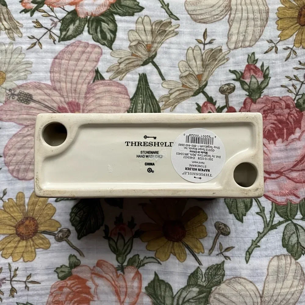 Threshold Cream Geometrical Design Stoneware Napkin Holder